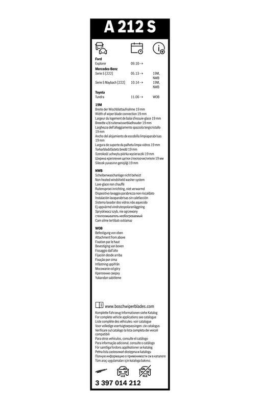B-Ware BOSCH 3 397 014 212 Wischblatt A212S Aerotwin Scheibenwischer 650/550 mm