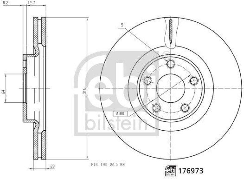 FEBI BILSTEIN 176973 Bremsscheibe f&uuml;r Ford
