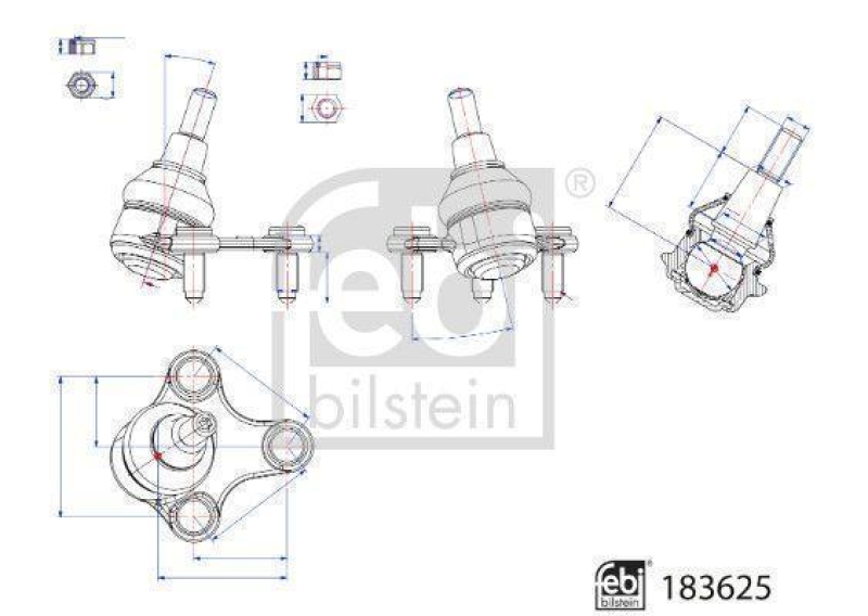 FEBI BILSTEIN 183625 Traggelenk mit Schrauben und Muttern für VW-Audi