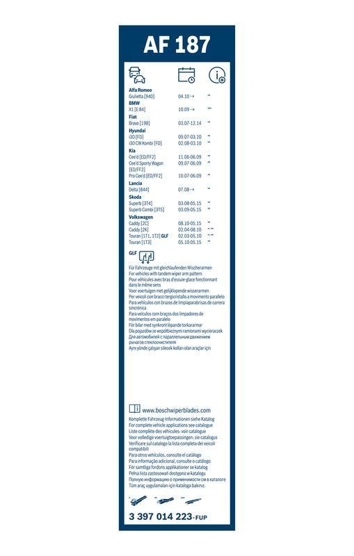 B-Ware BOSCH 3 397 014 223 Wischblatt AF187 Aerofit Scheibenwischer 600/450 mm