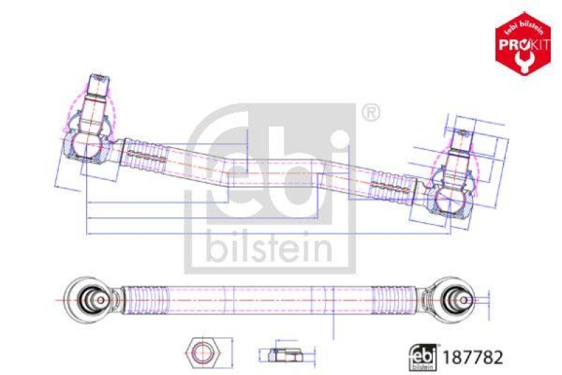 FEBI BILSTEIN 187782 Lenkstange mit Sicherungsmuttern f&uuml;r Mercedes-Benz