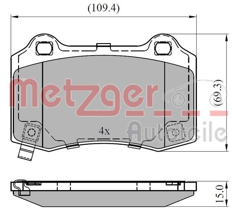 METZGER 1170964 Bremsbelagsatz, Scheibenbremse WVA 24 076