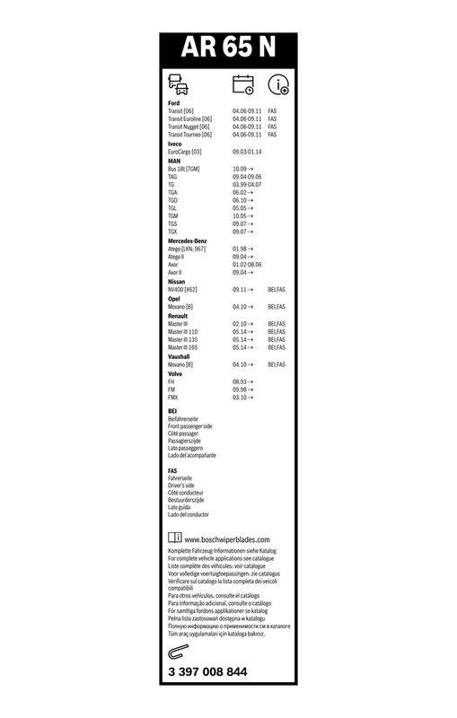 B-Ware BOSCH 3 397 008 844 Wischblatt AR65N Aerotwin Scheibenwischer 650 mm
