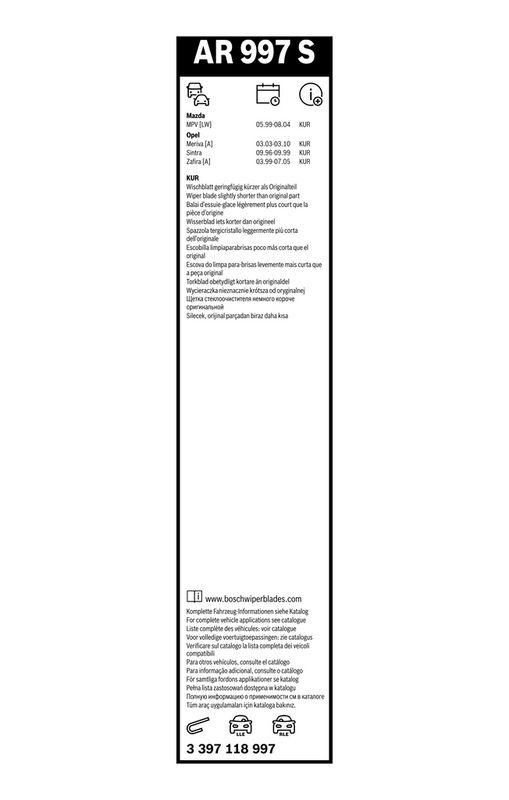 B-Ware BOSCH 3 397 118 997 Wischblatt AR997S Aerotwin Retrofit Scheibenwischer 600/550 mm