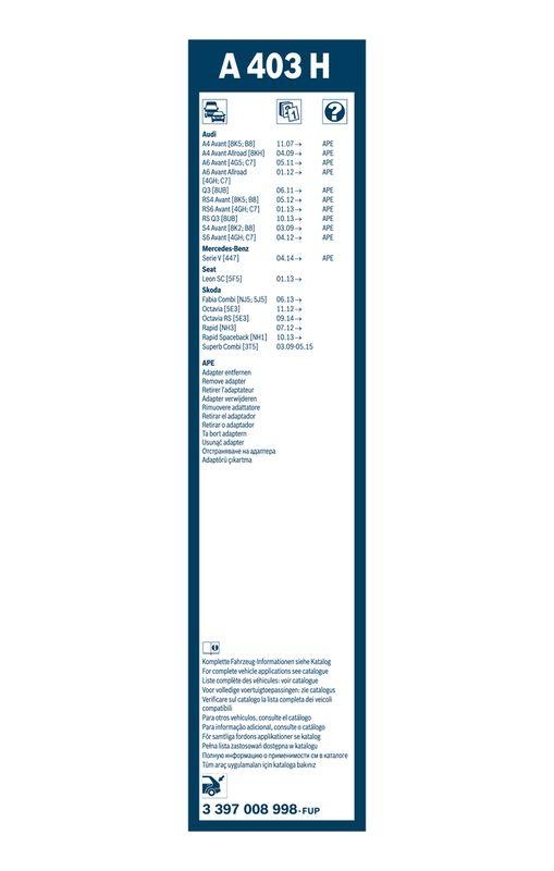 B-Ware BOSCH 3 397 008 998 Wischblatt A403H Aerotwin Scheibenwischer 400 mm hinten