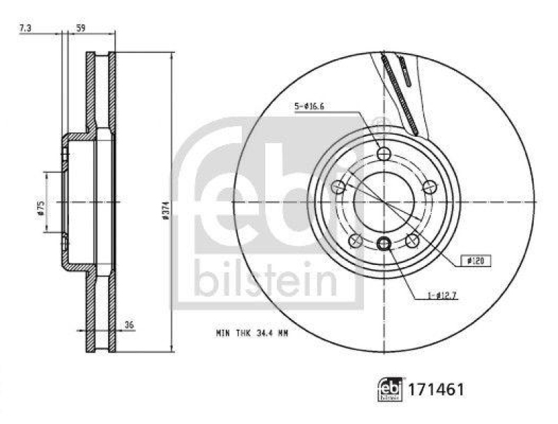 FEBI BILSTEIN 171461 Bremsscheibe f&uuml;r BMW