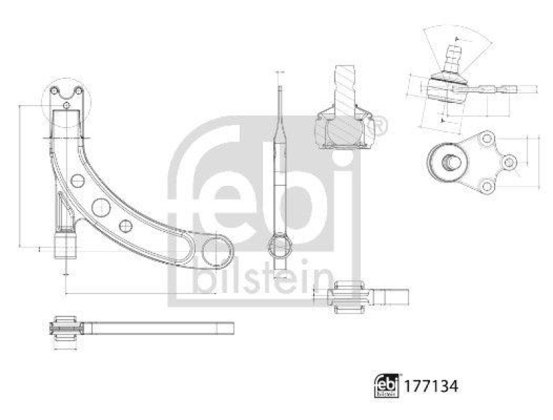 FEBI BILSTEIN 177134 Querlenker mit Anbaumaterial, Lager und Gelenk f&uuml;r VW-Audi