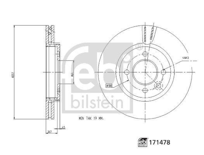 FEBI BILSTEIN 171478 Bremsscheibe f&uuml;r MG