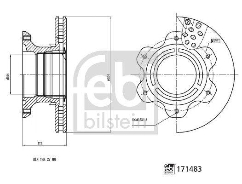 FEBI BILSTEIN 171483 Bremsscheibe f&uuml;r Mercedes-Benz