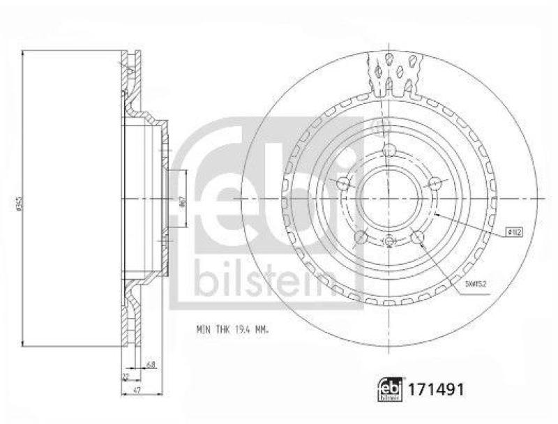 FEBI BILSTEIN 171491 Bremsscheibe f&uuml;r Mercedes-Benz