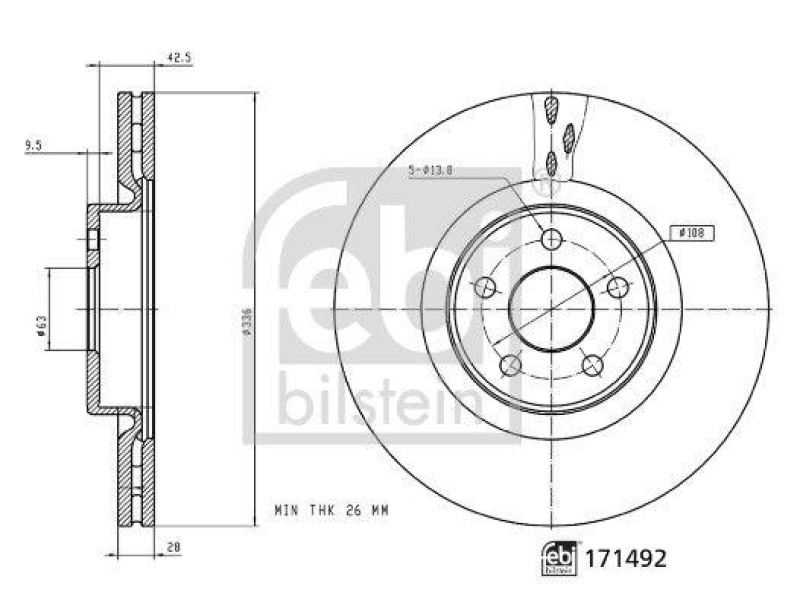 FEBI BILSTEIN 171492 Bremsscheibe f&uuml;r Ford
