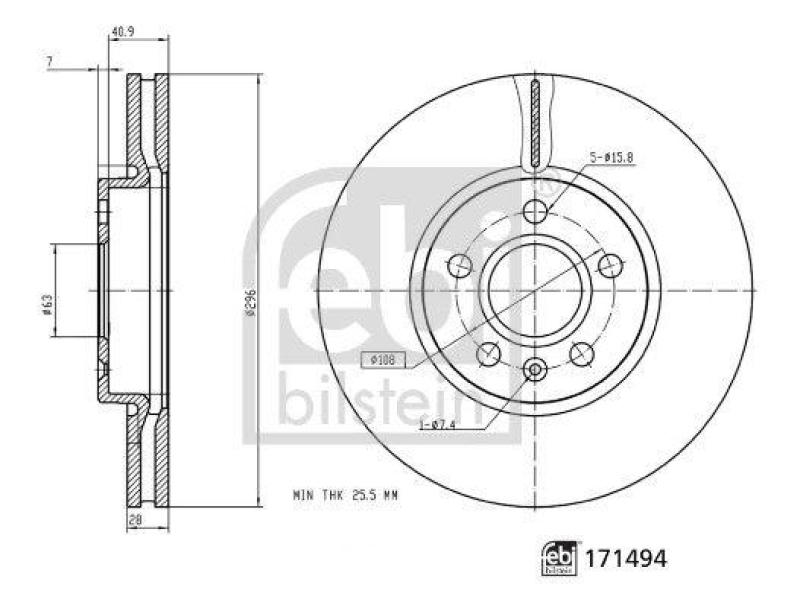 FEBI BILSTEIN 171494 Bremsscheibe f&uuml;r VOLVO