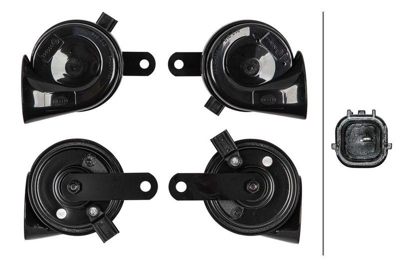 HELLA 3FH 012 010-121 Trompetenhorn TE26Set 12V 110dB A 400/500Hz 2-Klang