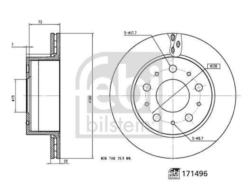 FEBI BILSTEIN 171496 Bremsscheibe f&uuml;r CITROEN
