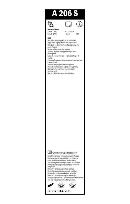 B-Ware BOSCH 3 397 014 206 Wischblatt A206S Aerotwin Scheibenwischer 600/350 mm vorne