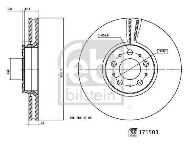 FEBI BILSTEIN 171503 Bremsscheibe f&uuml;r VOLVO