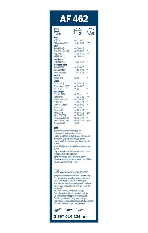 B-Ware BOSCH 3 397 014 224 Wischblatt AF462 Aerofit Scheibenwischer 600/475 mm vorne