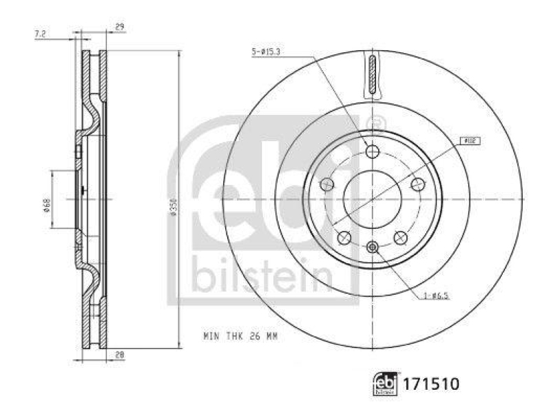 FEBI BILSTEIN 171510 Bremsscheibe f&uuml;r VW-Audi