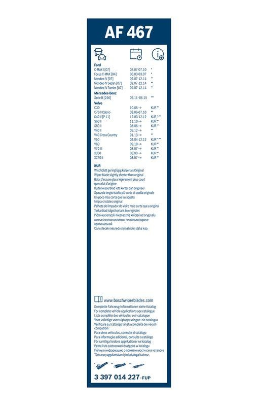 B-Ware BOSCH 3 397 014 227 Wischblatt AF467 Aerofit Scheibenwischer 650/475 mm vorne