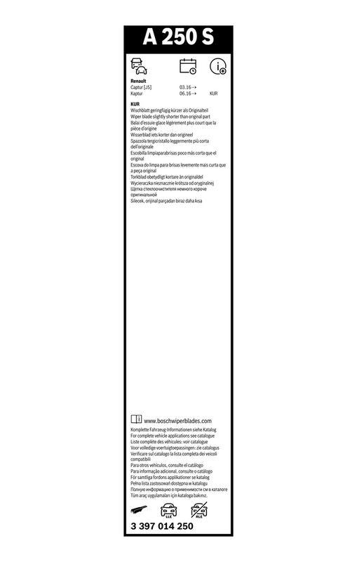 B-Ware BOSCH 3 397 014 250 Wischblatt A250S Aerotwin Scheibenwischer 650/360 mm vorne