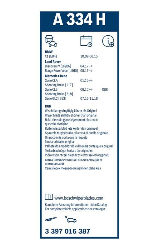 B-Ware BOSCH 3 397 016 387 Wischblatt A334H Aerotwin Scheibenwischer 330 mm hinten