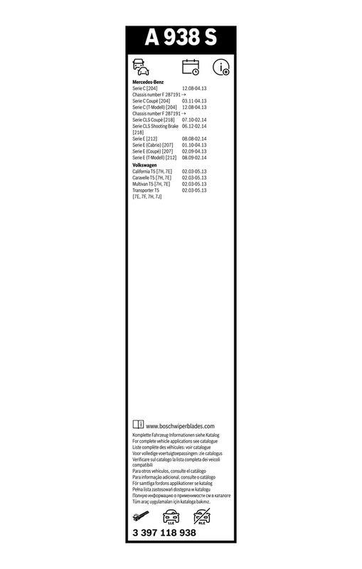 B-Ware BOSCH 3 397 118 938 Wischblatt A938S Aerotwin Scheibenwischer 600/600 mm vorne