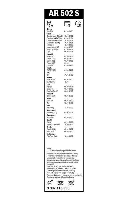 B-Ware BOSCH 3 397 118 995 Wischblatt AR502S Aerotwin Retrofit Scheibenwischer 500/450 mm vorne