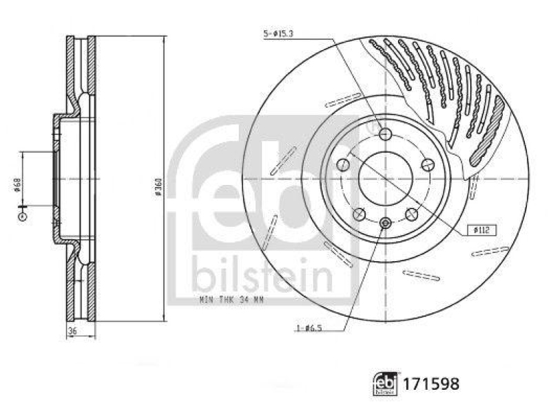 FEBI BILSTEIN 171598 Bremsscheibe f&uuml;r Porsche