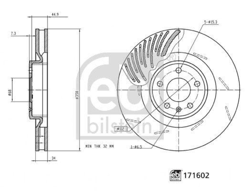 FEBI BILSTEIN 171602 Bremsscheibe f&uuml;r Porsche