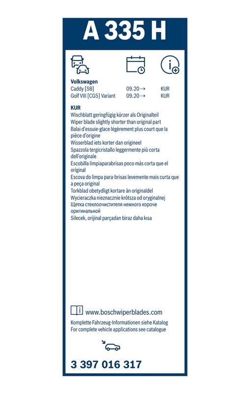 BOSCH 3 397 016 317 Wischblatt A335H Aerotwin Rear Scheibenwischer 330 mm