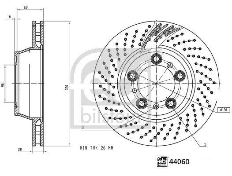 FEBI BILSTEIN 44060 Bremsscheibe f&uuml;r Porsche