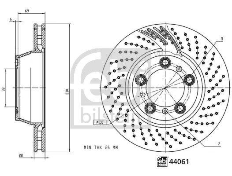 FEBI BILSTEIN 44061 Bremsscheibe f&uuml;r Porsche