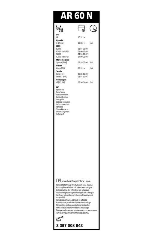 B-Ware BOSCH 3 397 008 843 Wischblatt AR60N Aerotwin Retrofit Scheibenwischer 600/600 mm vorne
