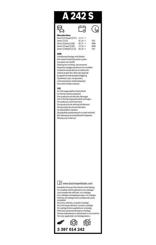 B-Ware BOSCH 3 397 014 242 Wischblatt A242S Aerotwin Scheibenwischer 600/550 mm vorne