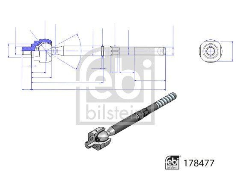 FEBI BILSTEIN 178477 Axialgelenk mit Sicherungsmutter f&uuml;r Renault