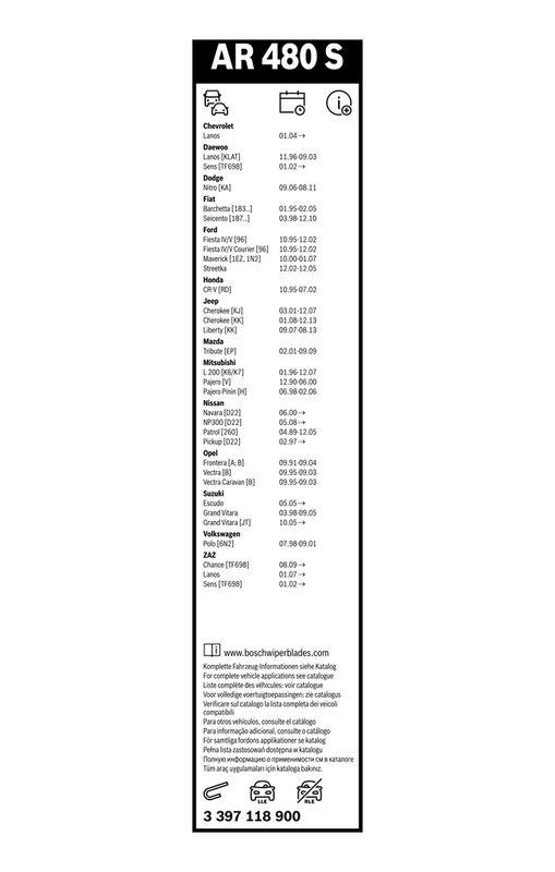 B-Ware BOSCH 3 397 118 900 Wischblatt AR480S Aerotwin Retrofit Scheibenwischer 475/475 mm vorne