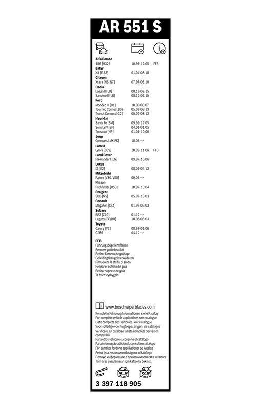 B-Ware BOSCH 3 397 118 905 Wischblatt AR551S Aerotwin Retrofit Scheibenwischer 550/500 mm vorne
