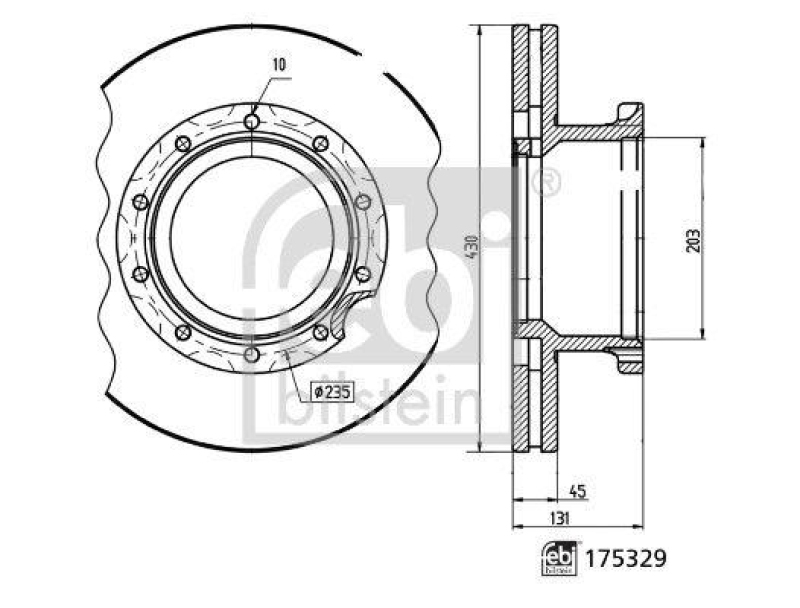 FEBI BILSTEIN 175329 Bremsscheibe f&uuml;r Van Hool