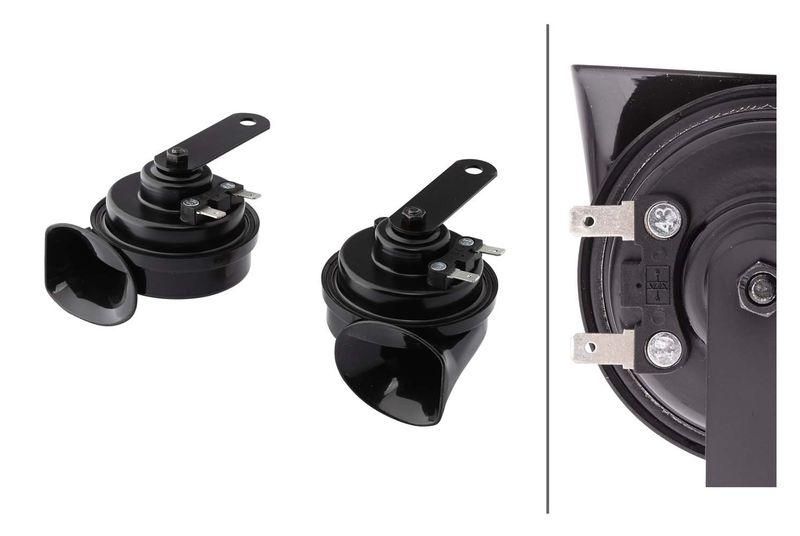 HELLA 3FH 012 010-061 Trompetenhorn TE26Set 12V 110dB A 400/500Hz 2-Klang