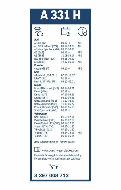 BOSCH 3 397 008 713 Wischblatt A331H Aerotwin Rear Scheibenwischer 330 mm