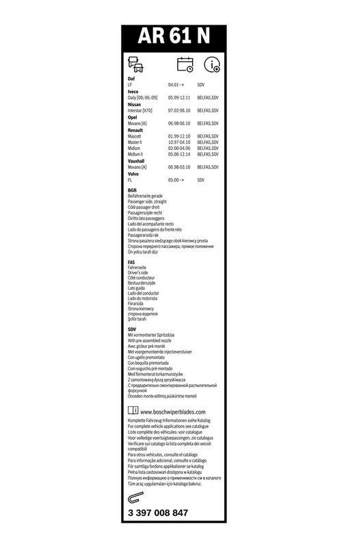 BOSCH 3 397 008 847 Wischblatt AR61N Aerotwin Scheibenwischer 600 mm