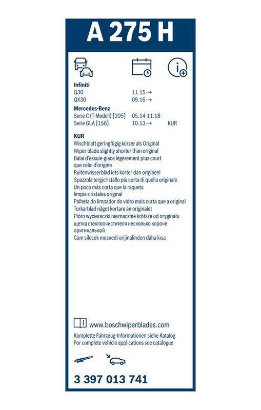 BOSCH 3 397 013 741 Wischblatt A275H Aerotwin Rear Scheibenwischer 265 mm