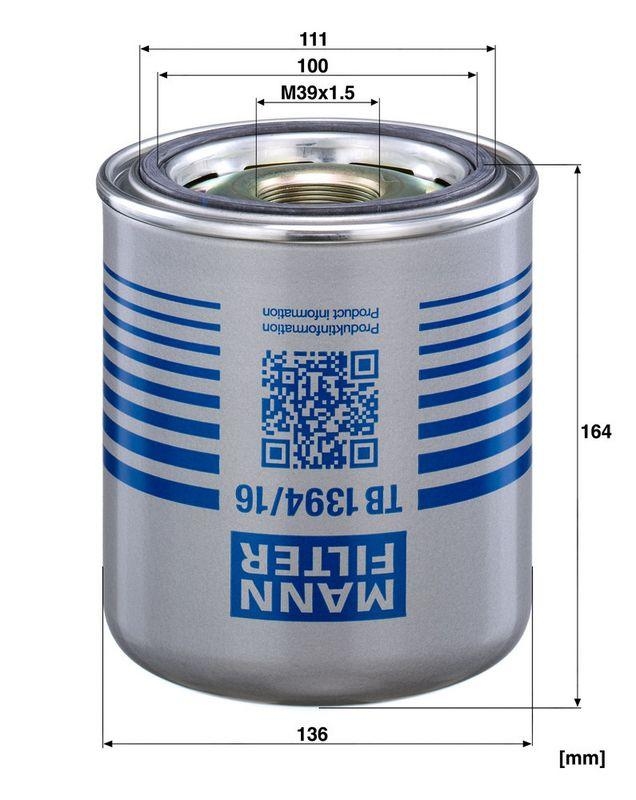 MANN-FILTER TB 1394/16 x Lufttrockner f&uuml;r Mercedes-Benz