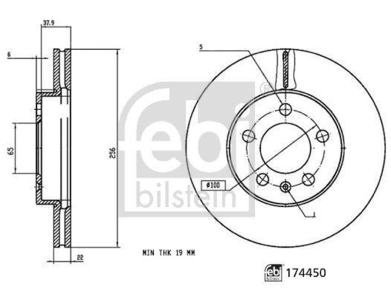 FEBI BILSTEIN 174450 Bremsscheibe f&uuml;r VW-Audi