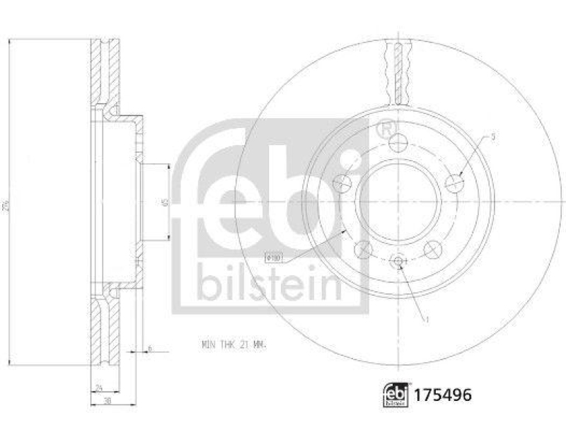 FEBI BILSTEIN 175496 Bremsscheibe f&uuml;r VW-Audi