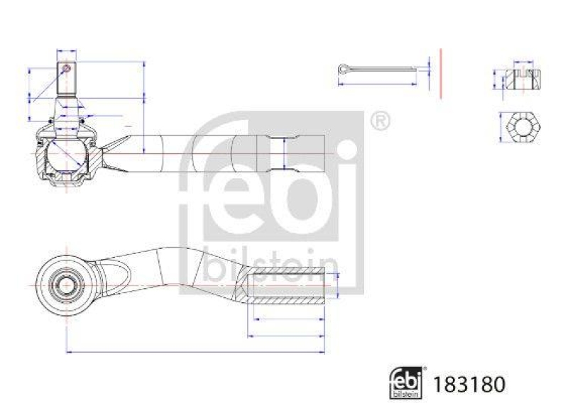 FEBI BILSTEIN 183180 Spurstangenendst&uuml;ck mit Kronenmutter und Splint f&uuml;r TOYOTA
