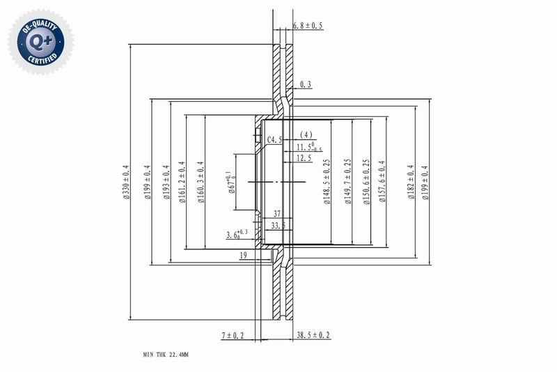 VAICO V20-40042 Bremsscheibe Vorderachse f&uuml;r BMW