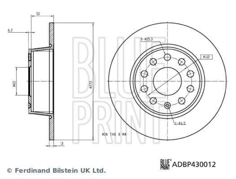 BLUE PRINT ADBP430012 Bremsscheibe f&uuml;r VW-Audi