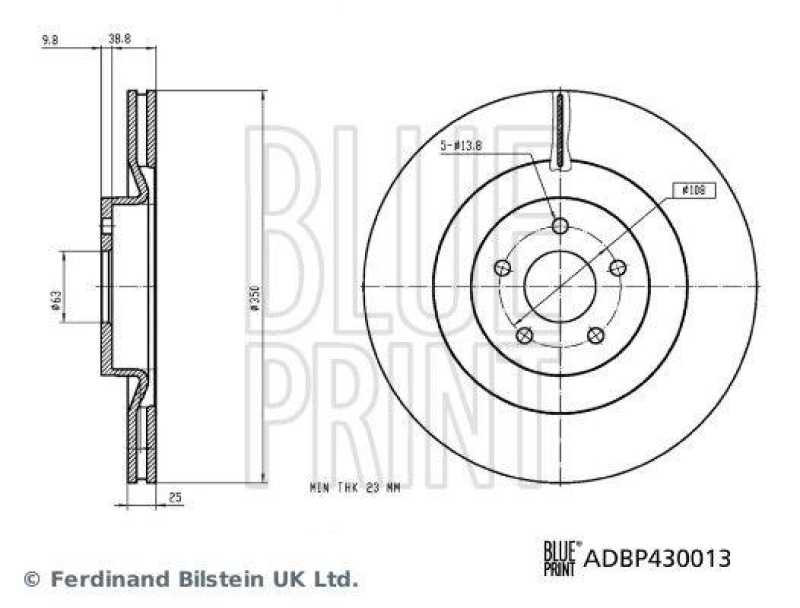 BLUE PRINT ADBP430013 Bremsscheibe f&uuml;r Ford Pkw