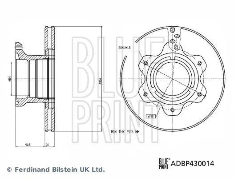 BLUE PRINT ADBP430014 Bremsscheibe f&uuml;r Mercedes-Benz PKW